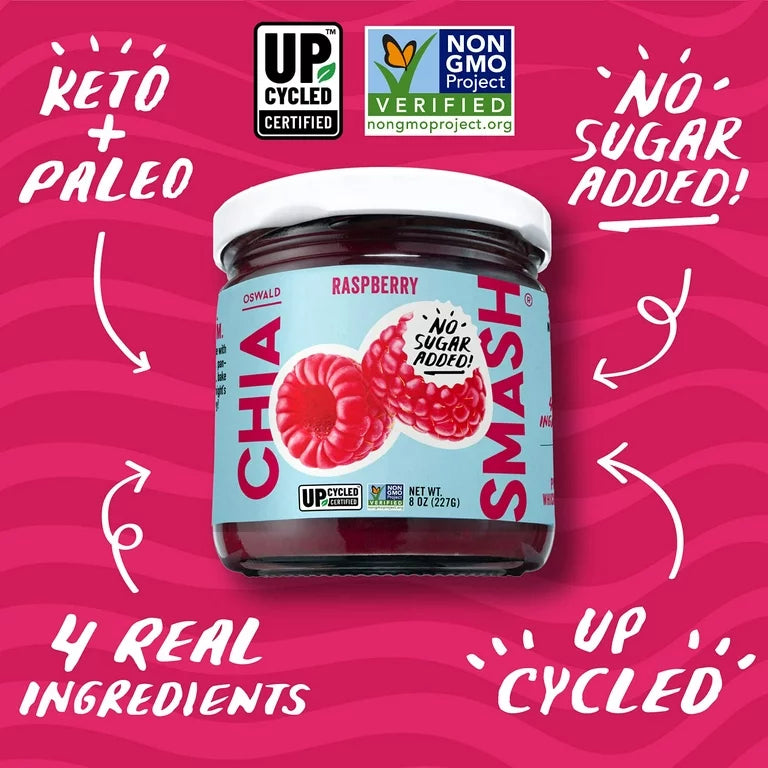 Chia Smash Jam, Variety 6-Pack Try Them All | No Sugar Added, Naturally Sweet Jelly | Keto Friendly, Low Calorie, Low Carb | Non GMO, Upcycled, Vegan, Plant Based