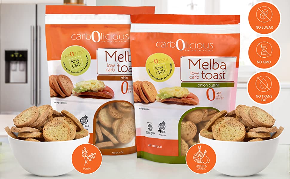 Low Carb Melba Toast, Onion & Garlic - Pack of 2