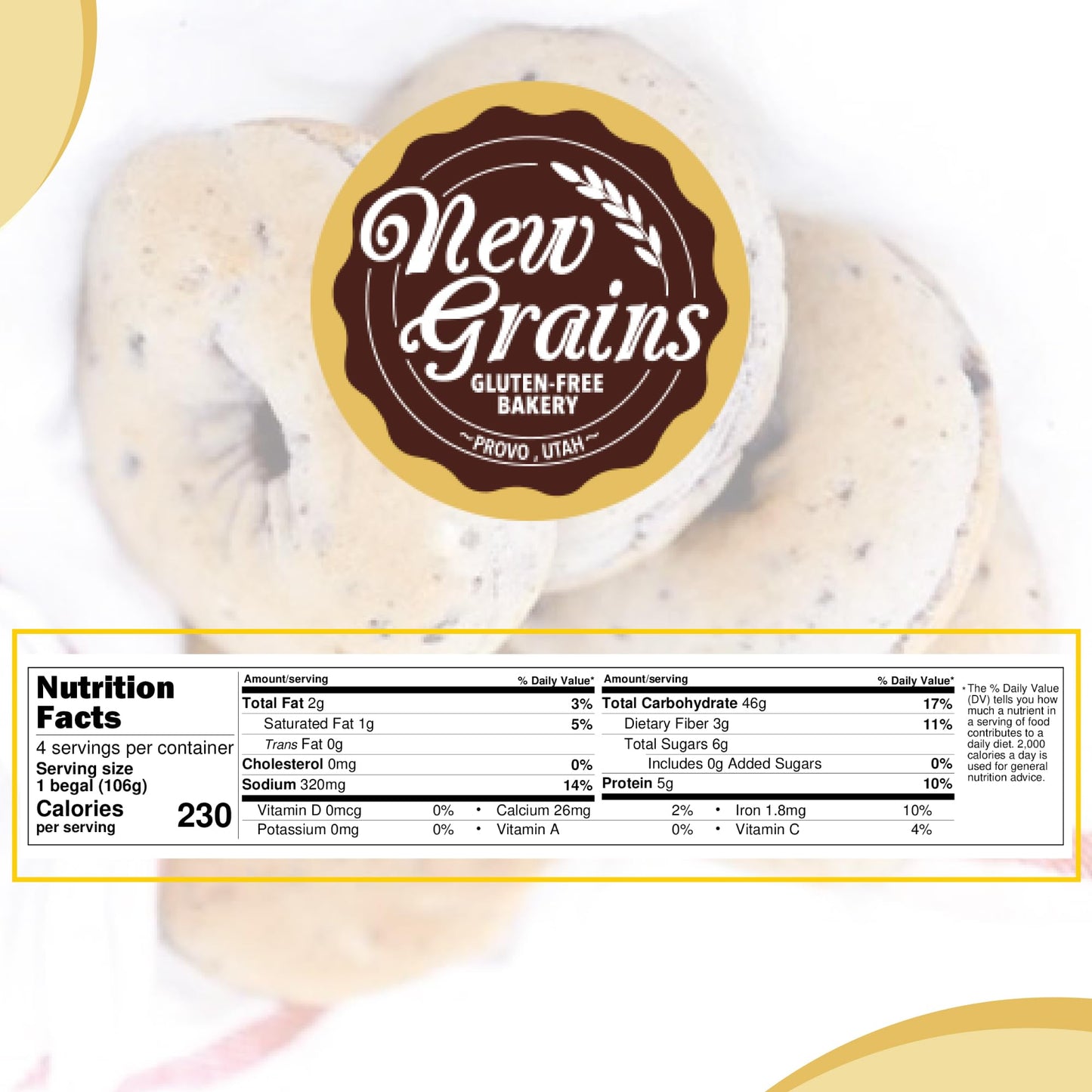 New Grains Artisan Gluten Free Blueberry Bagels - Pack of 2