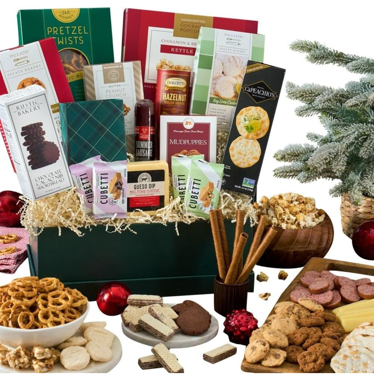 Premium Snack Gift Basket of Meat, Cheese, Cookies, Chocolate and Popcorn