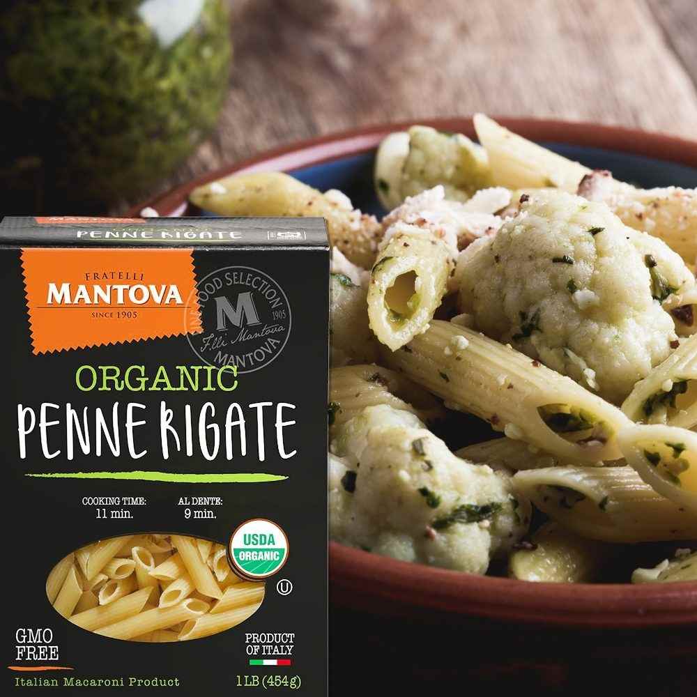 Mantova Italian Organic Penne Rigate Pasta - 100% Durum Semolina Organic Penne Rigate - Product Of Italy, 1 lb - Pack of 6