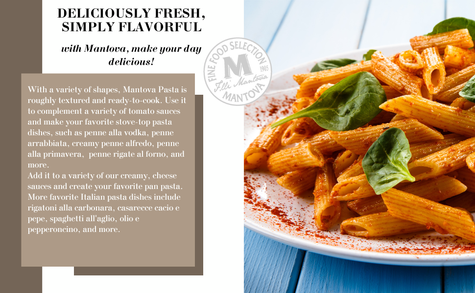 Mantova Italian Organic Penne Rigate Pasta - 100% Durum Semolina Organic Penne Rigate - Product Of Italy, 1 lb - Pack of 6