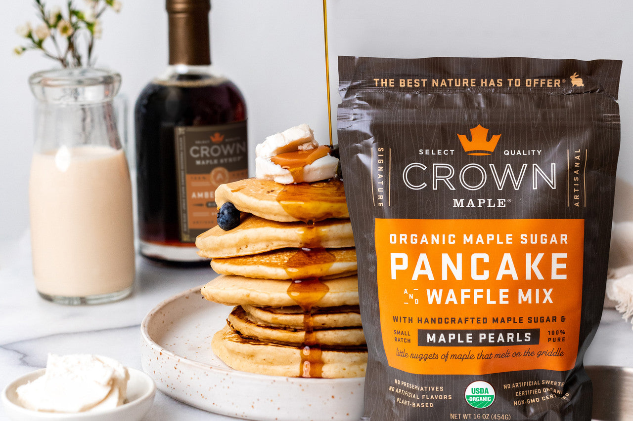 Crown Maple Artisan Trio Collection in Petite 1.7 oz - Window Box featuring Bourbon Barrel Aged, Madagascar Vanilla Infused, and Cinnamon Infused Organic Maple Syrup