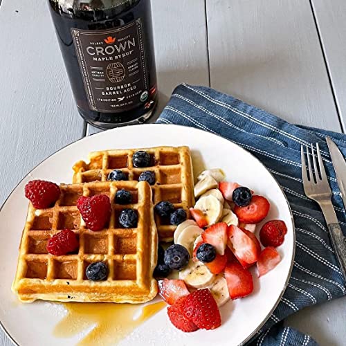 Crown Maple Bourbon Barrel Aged Organic Maple Syrup, 128 Fl Oz, Pancakes, Flavor Cocktails, Marinades and Sauces