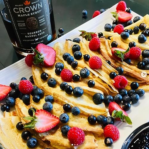 Crown Maple Bourbon Barrel Aged Organic Maple Syrup, 25 Fl Oz, Pancakes, Flavor Cocktails, Marinades and Sauces
