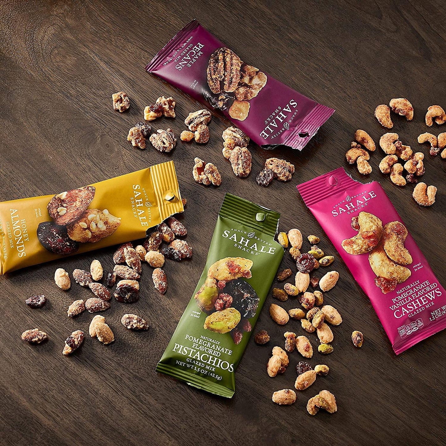 Sahale Snacks Glazed Mix Nut Blend Variety Pack, 1.5 oz - Grab & Go Bags - Four Different Dry-Roasted Deluxe Mixed Nuts Blends Included - Non-GMO Kosher & Certified Gluten Free Snacks - Pack of 12