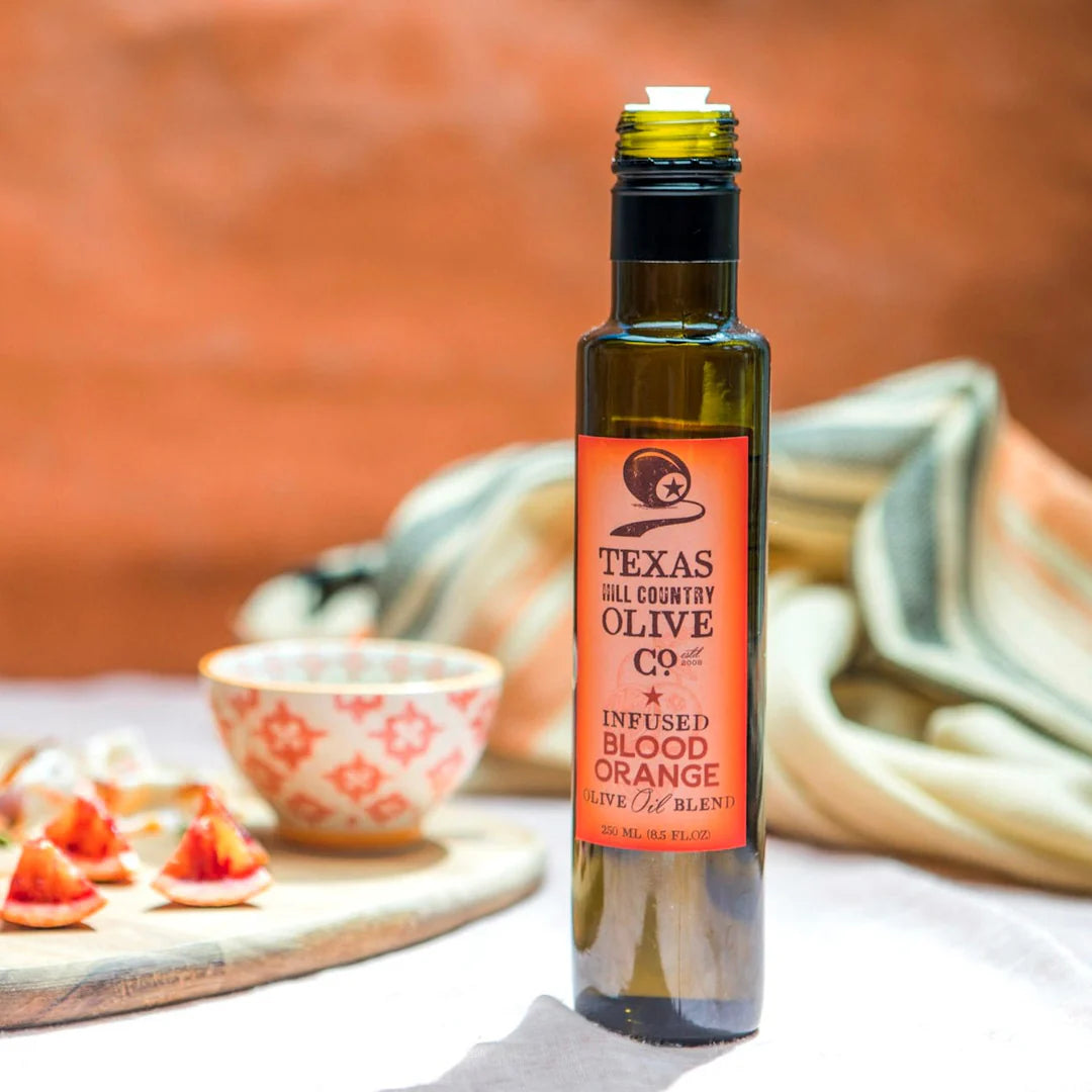 Texas Hill Country Olive Co Blood Orange Infused Olive Oil - Cold Pressed Gourmet EVOO Olive Oil - Great for Dressing Dipping Marinade