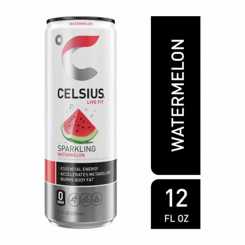 CELSIUS Sparkling Watermelon, Functional Essential Energy Drink, 12 oz - Pack of 12