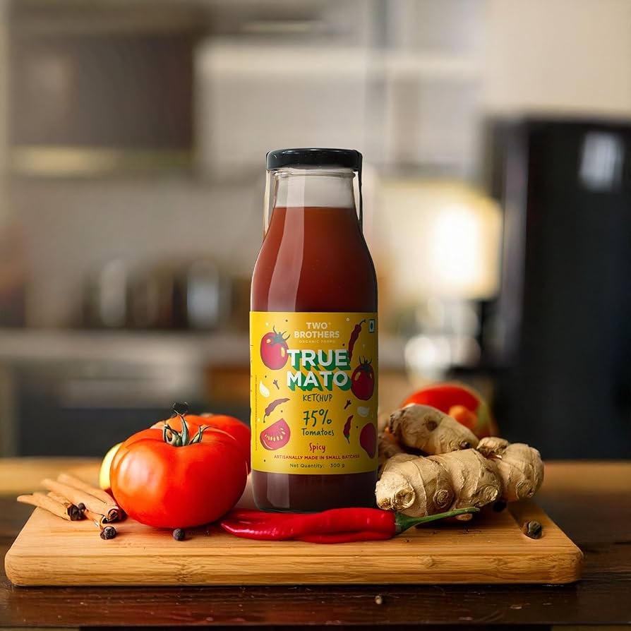 Truemato Ketchup - Made from 75% Tomatoes | No Refined Sugar, No Preservatives | No added colors, 21 oz - Pack of 2