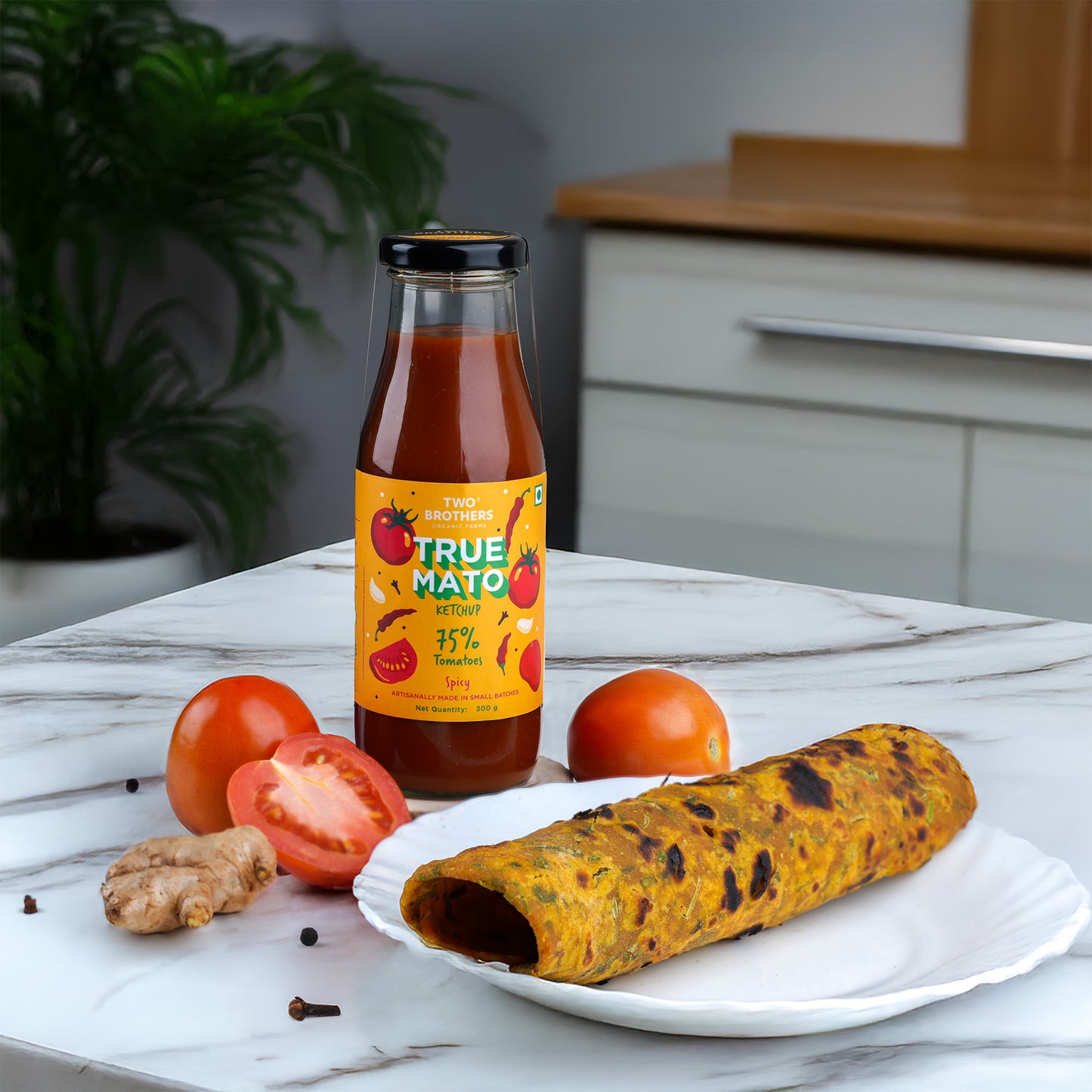 Truemato Ketchup - Made from 75% Tomatoes | No Refined Sugar, No Preservatives | No added colors, 21 oz - Pack of 2