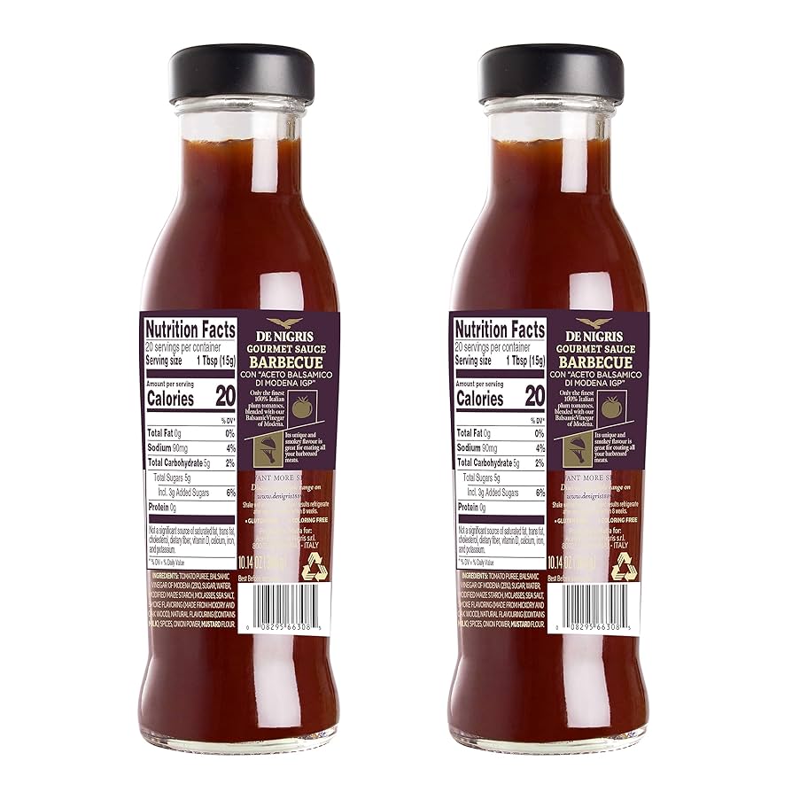 De Nigris Gourmet Italian Barbecue Sauce With Balsamic Vinegar Of Modena - Barbecue Sauce With Balsamic Vinegar From Modena Italy, Smoky Flavor - Pack of 2