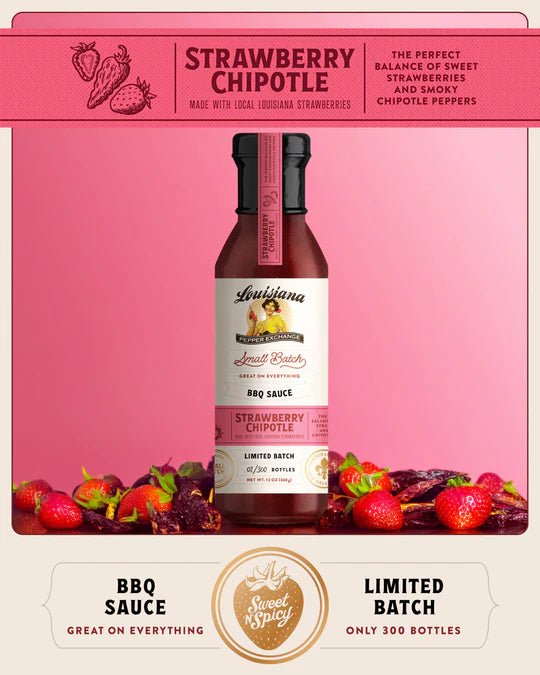 Louisiana Pepper Exchange Strawberry Chipotle BBQ Sauce, Gluten-Free, 12 oz - Pack of 2