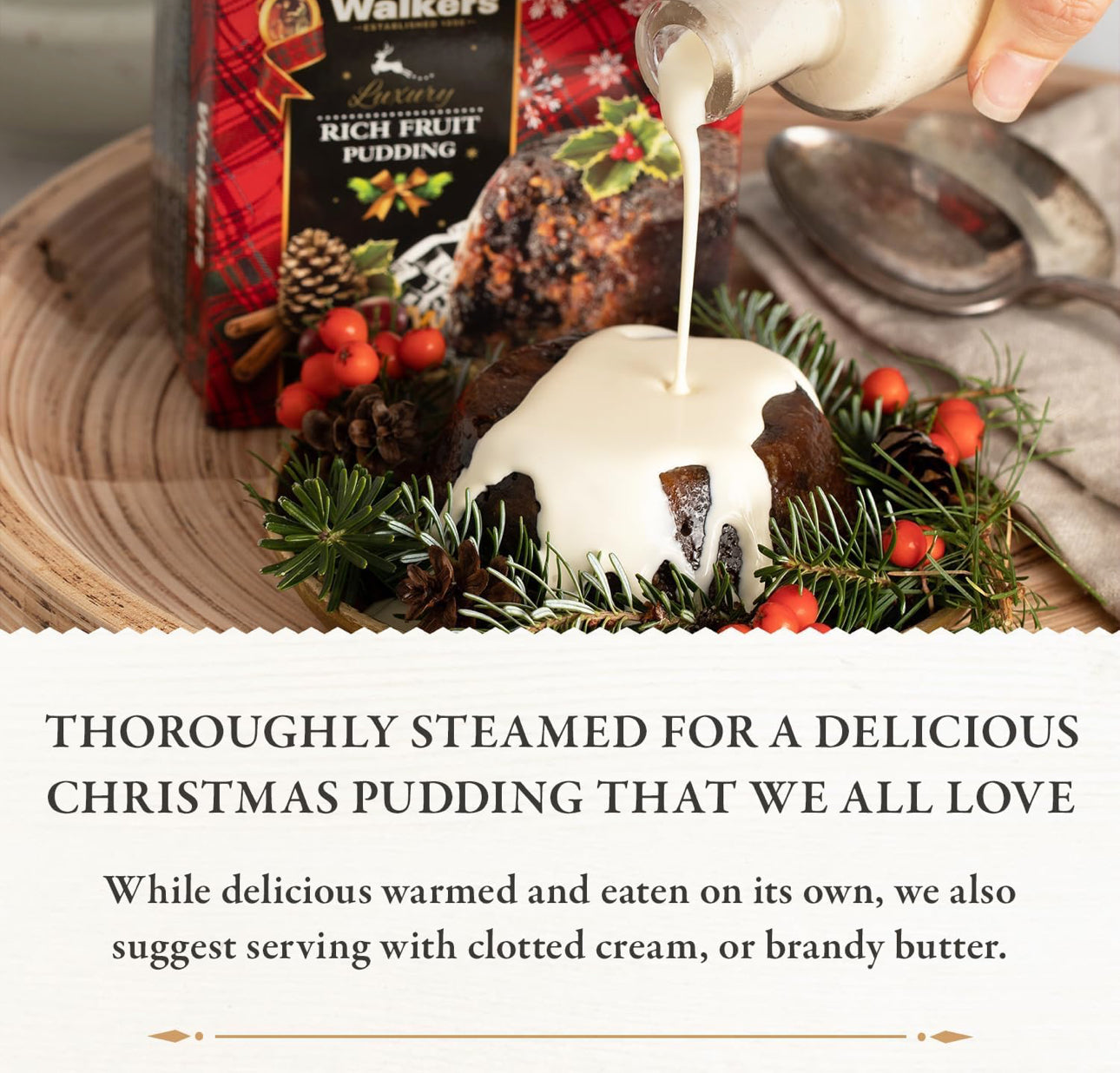 Walker’s Rich Fruit Pudding – 7 oz Plum Pudding for Christmas - Pack of 6