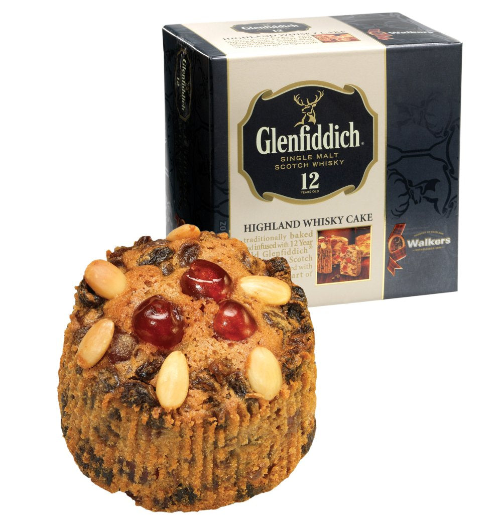 Walker’s Highland Whiskey Cake, 14.1 oz - Fruit Cake Infused with Glenfiddich Single-Malt Scotch Whisky