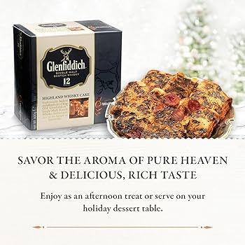 Walker’s Highland Whiskey Cake, 14.1 oz - Fruit Cake Infused with Glenfiddich Single-Malt Scotch Whisky