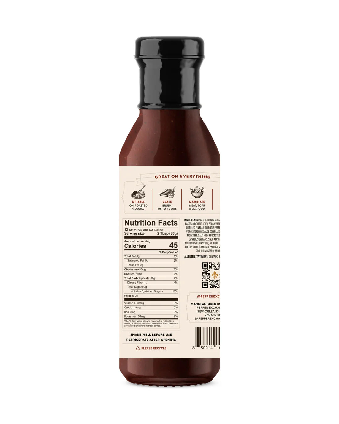 Louisiana Pepper Exchange Strawberry Chipotle BBQ Sauce, Gluten-Free, 12 oz - Pack of 2