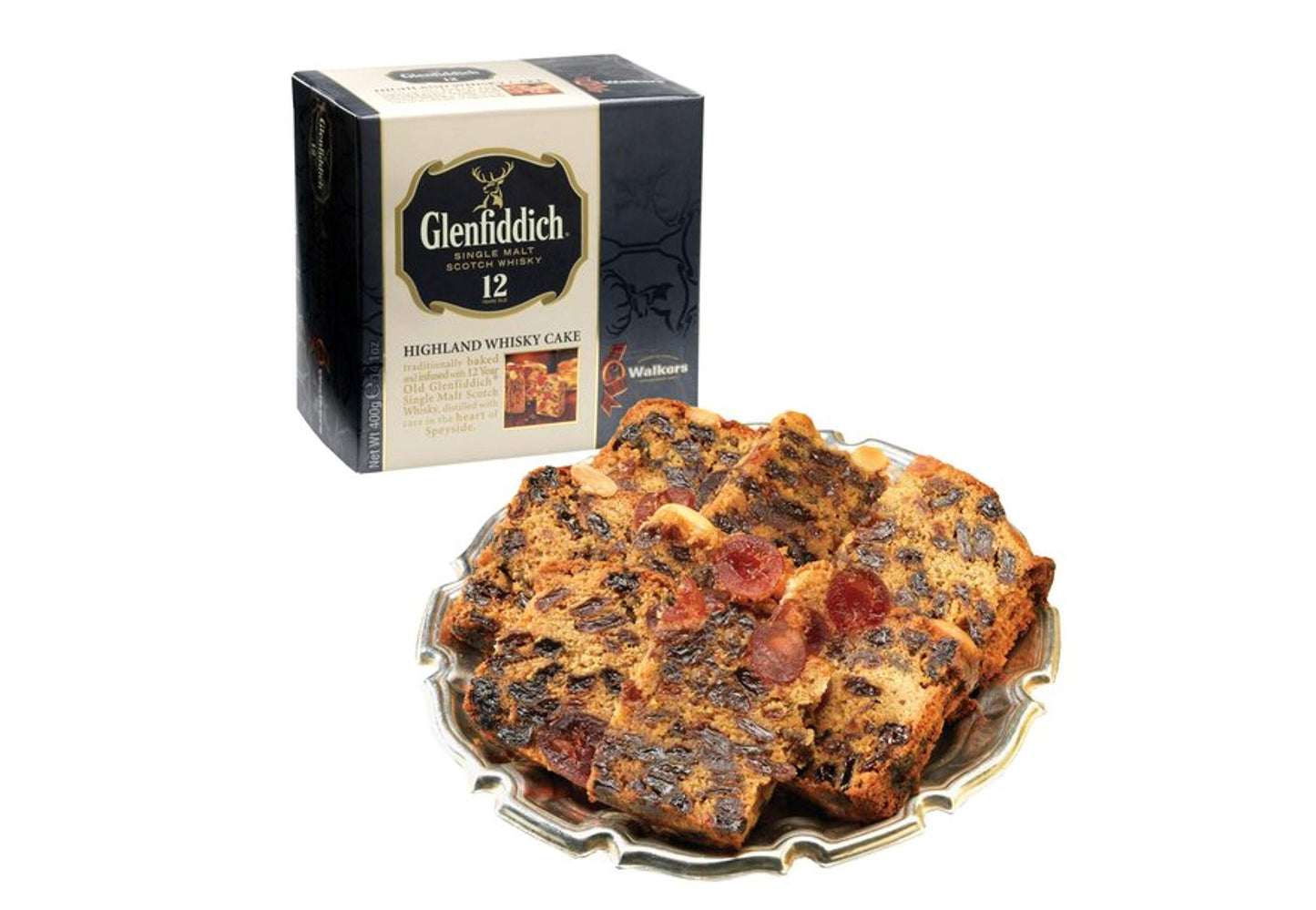 Walker’s Highland Whiskey Cake, 14.1 oz - Fruit Cake Infused with Glenfiddich Single-Malt Scotch Whisky