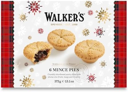 Walker’s Mince Pies – 6 Count, Pack of 3 - Luxury Holiday Treats and Dessert from Scotland, Suitable for Vegetarians