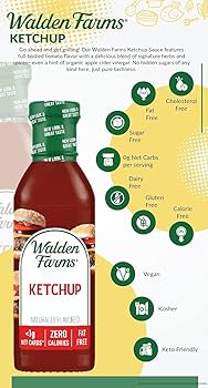 Walden Farms Ketchup – Zero Calorie, Sugar Free, Keto & No Carb Classic Tomato Condiment for Burgers, Fries & More – 12 oz Bottle - Pack of 2