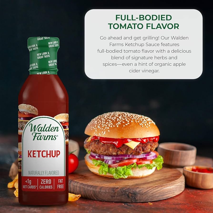 Walden Farms Ketchup – Zero Calorie, Sugar Free, Keto & No Carb Classic Tomato Condiment for Burgers, Fries & More – 12 oz Bottle - Pack of 2
