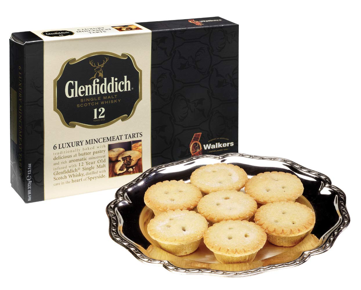Walker’s Shortbread Glenfiddich Mincemeat Tarts - 6 Count, Pack of 2 - Mince Pies Infused with Glenfiddich Single Malt Scotch Whisky