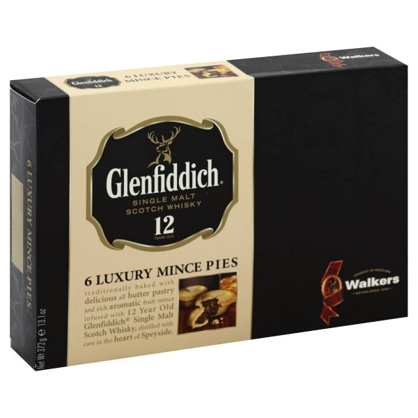Walker’s Shortbread Glenfiddich Mincemeat Tarts - 6 Count, Pack of 2 - Mince Pies Infused with Glenfiddich Single Malt Scotch Whisky