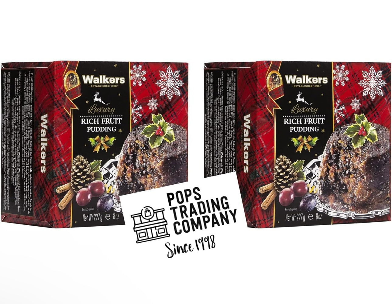 POPS TRADING COMPANY Holiday Christmas Fruit Plum Pudding, 8 oz- With Pops Recipe Card - Pack of 2