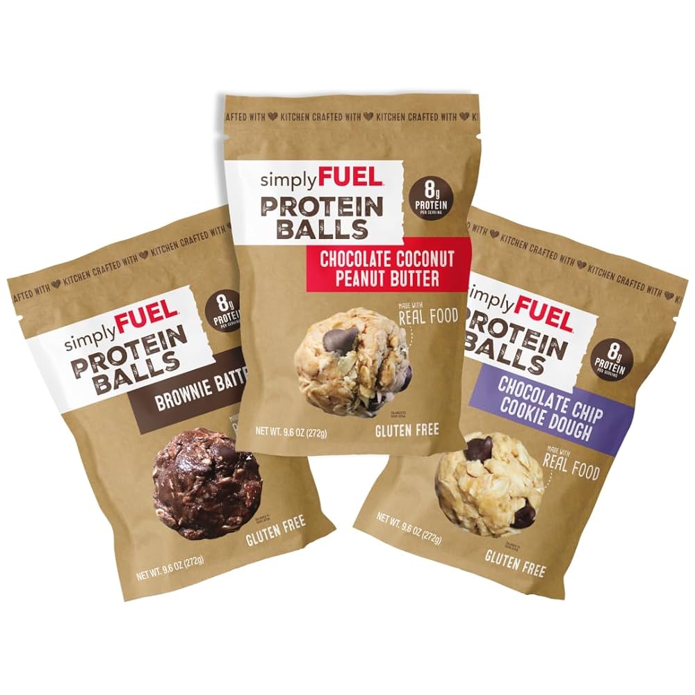 simplyFUEL Chocolate Coconut Peanut Butter Protein Ball - Whole Food Balls with Probiotics - 8g Protein Snack - Gluten Free Energy Balls - Pack of 3