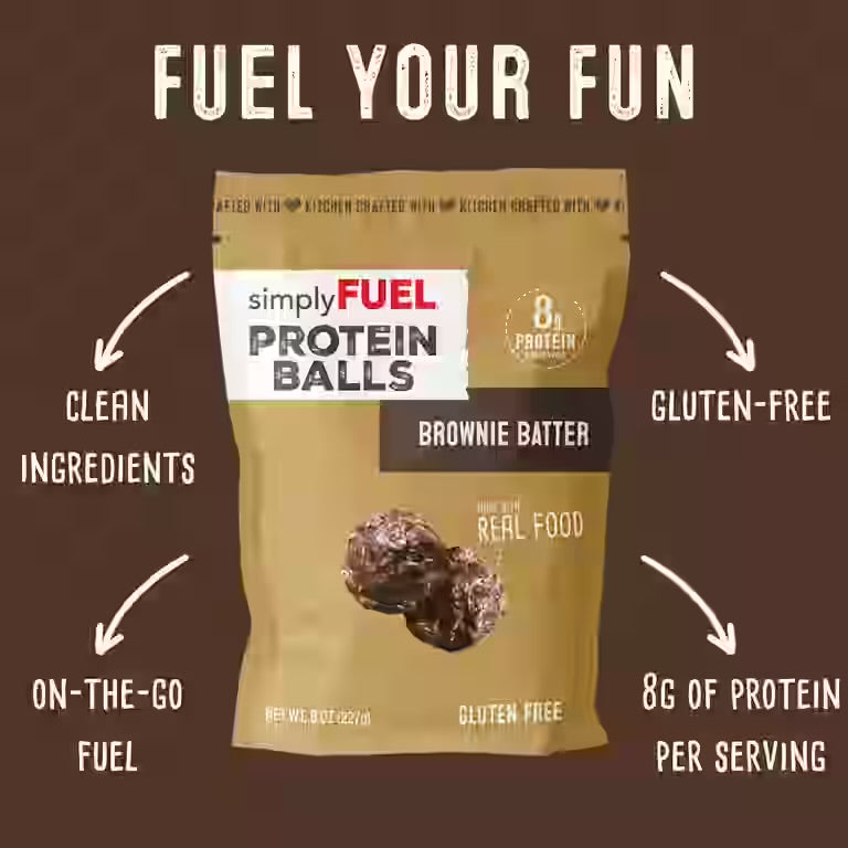 simplyFUEL Chocolate Brownie Batter Protein Ball - Whole Food Balls with Probiotics - 8g Protein Snack - Gluten Free Energy Balls - Pack of 3