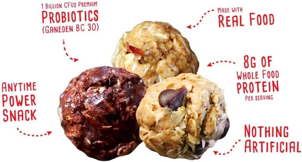 simplyFUEL Chocolate Brownie Batter Protein Ball - Whole Food Balls with Probiotics - 8g Protein Snack - Gluten Free Energy Balls - Pack of 3