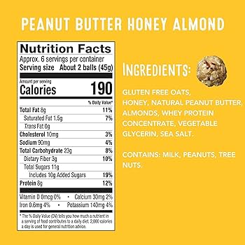 simplyFUEL Peanut Butter Honey Almond Protein Ball - Whole Food Balls with Probiotics - 8g Protein Snack - Gluten Free Energy Balls - Pack of 3