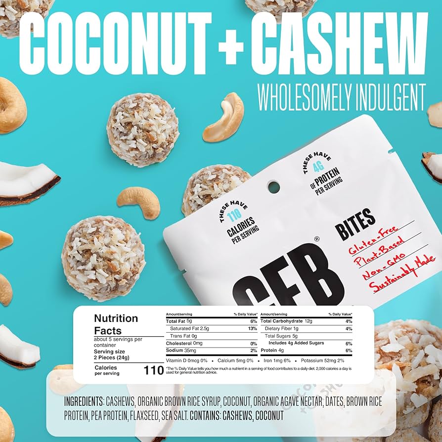 The GFB Variety Pack Protein Bites - Gluten Free, Plant Based, Non GMO, Sustainably Made – Ridiculously Tasty, Healthy, Vegan, Protein Energy Balls, 4 oz - Pack of 4