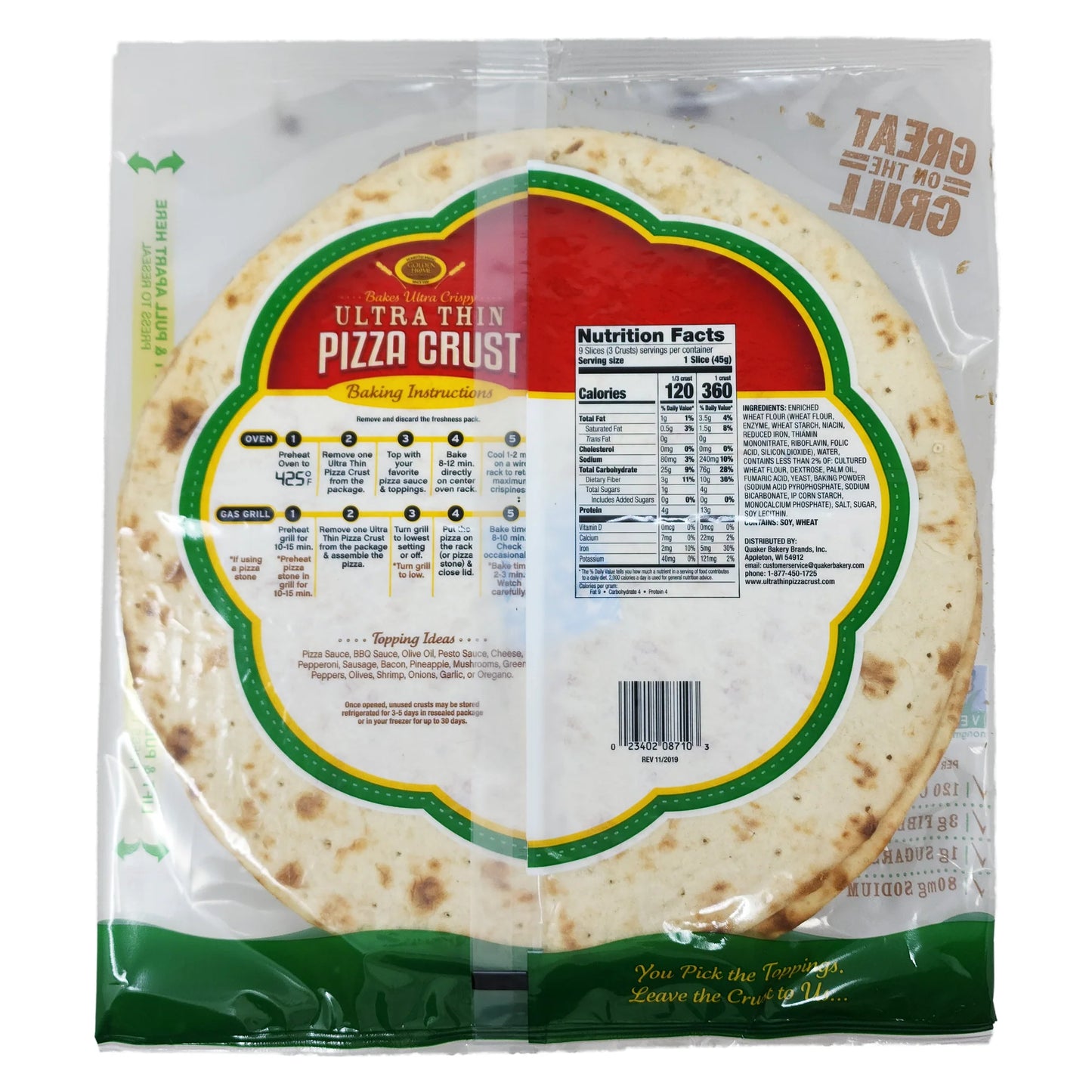 Golden Home Bakery Products Ultra Thin Pizza Crust Crust - 12" - Pack of 3