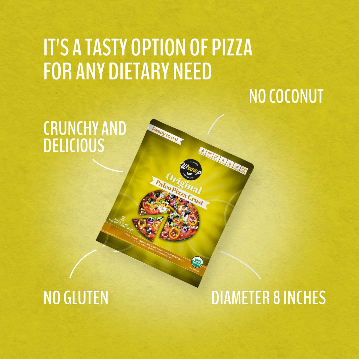 Wrawp Pizza Crust - Original - Pack of 3 - Organic, Paleo, Gluten Free