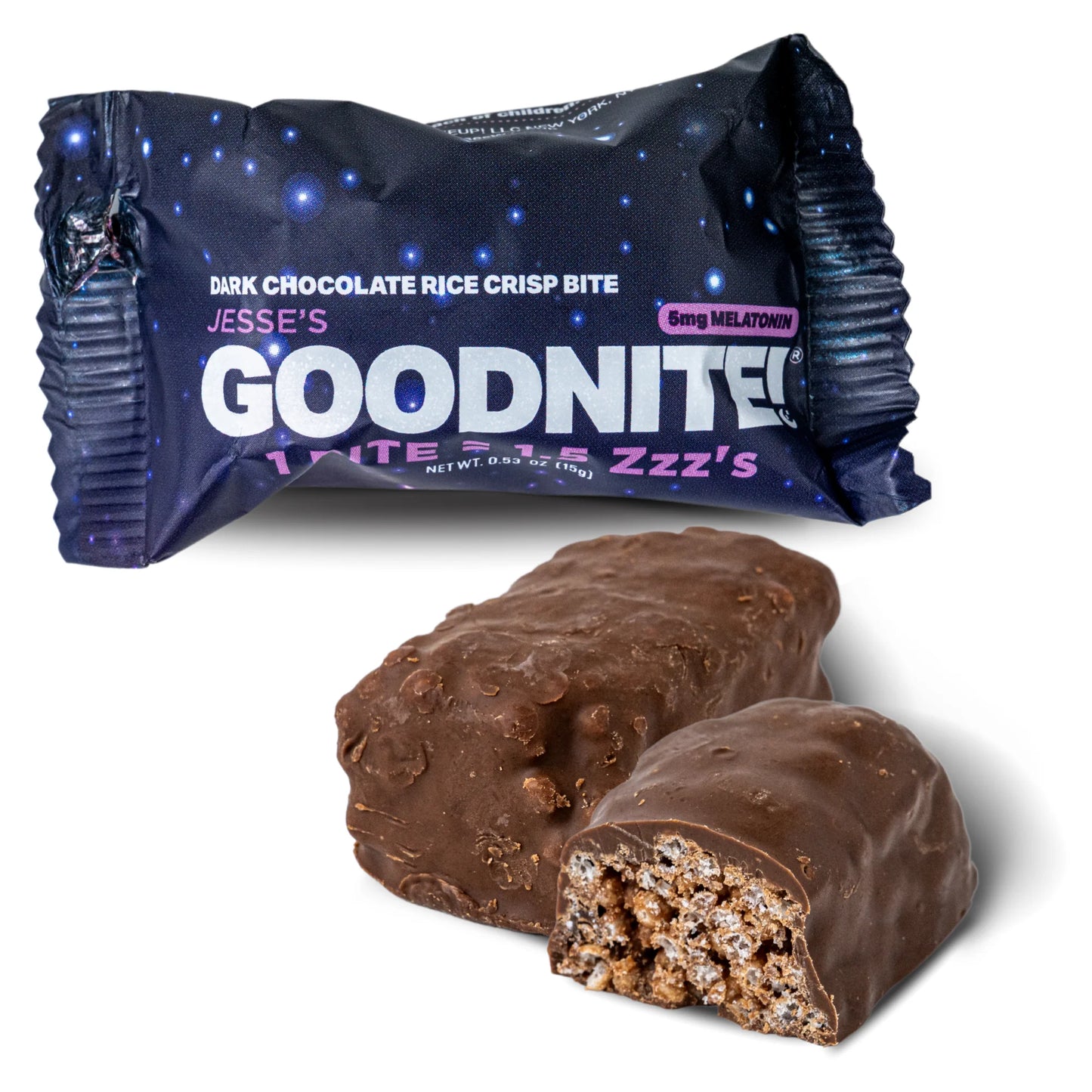 GOODNITE! Sleep Bites – Proprietary Blend with 5mg Melatonin & L-Theanine – Vegan, Gluten-Free, Kosher – Dark Chocolate Protein Snack for Restful Sleep – Pack of 8