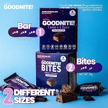 GOODNITE! Sleep Bites – Proprietary Blend with 5mg Melatonin & L-Theanine – Vegan, Gluten-Free, Kosher – Dark Chocolate Protein Snack for Restful Sleep – Pack of 8
