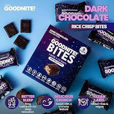 GOODNITE! Sleep Bites – Proprietary Blend with 5mg Melatonin & L-Theanine – Vegan, Gluten-Free, Kosher – Dark Chocolate Protein Snack for Restful Sleep – Pack of 8