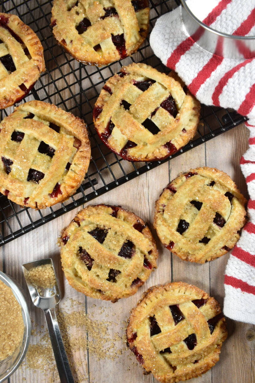 Gourmet Fresh Baked 4” Mini Pies - Blueberry, Cherry, Peach, & Apple
