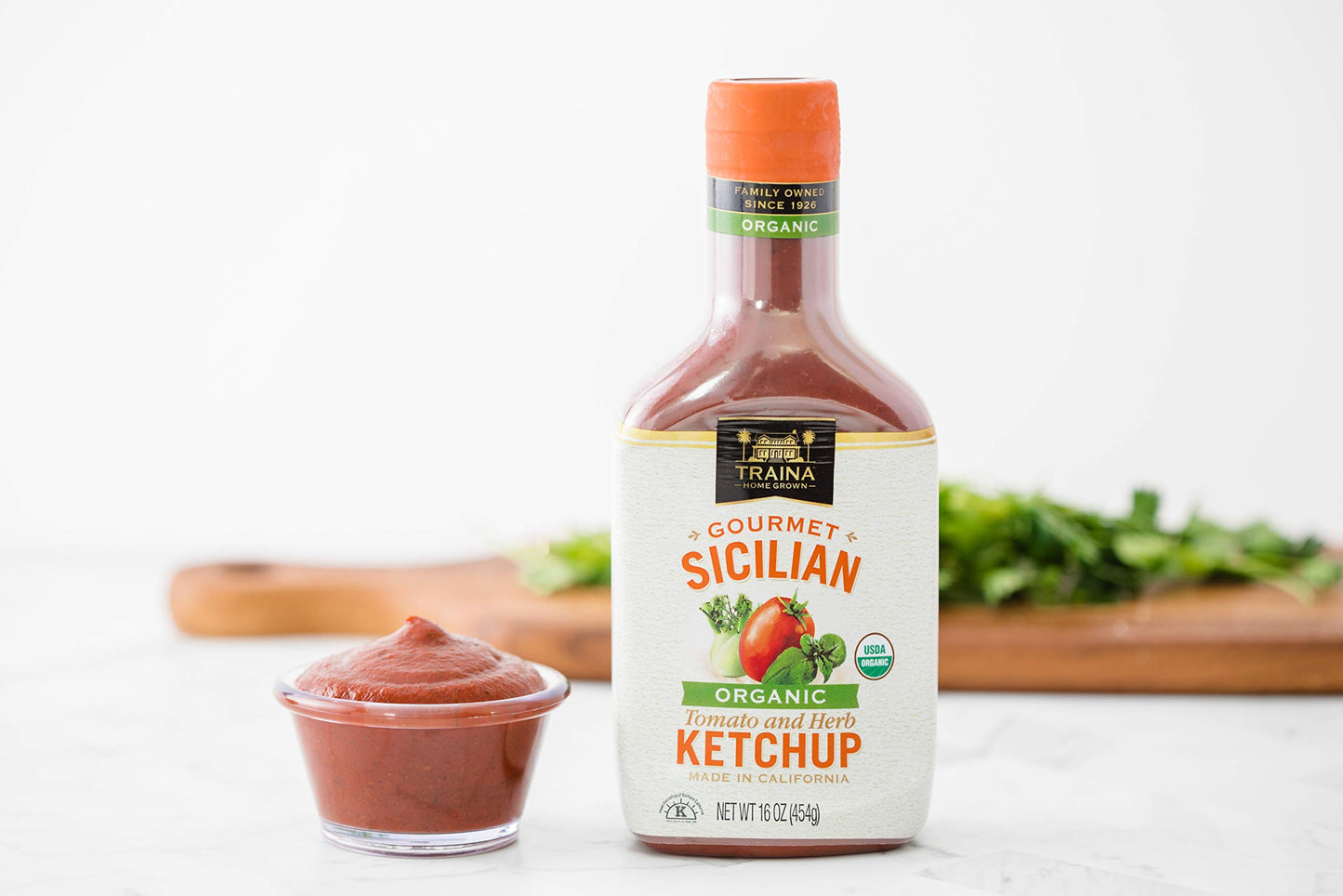 Traina Home Grown Gourmet Sicilian Organic Tomato And Herb Ketchup - Certified Organic