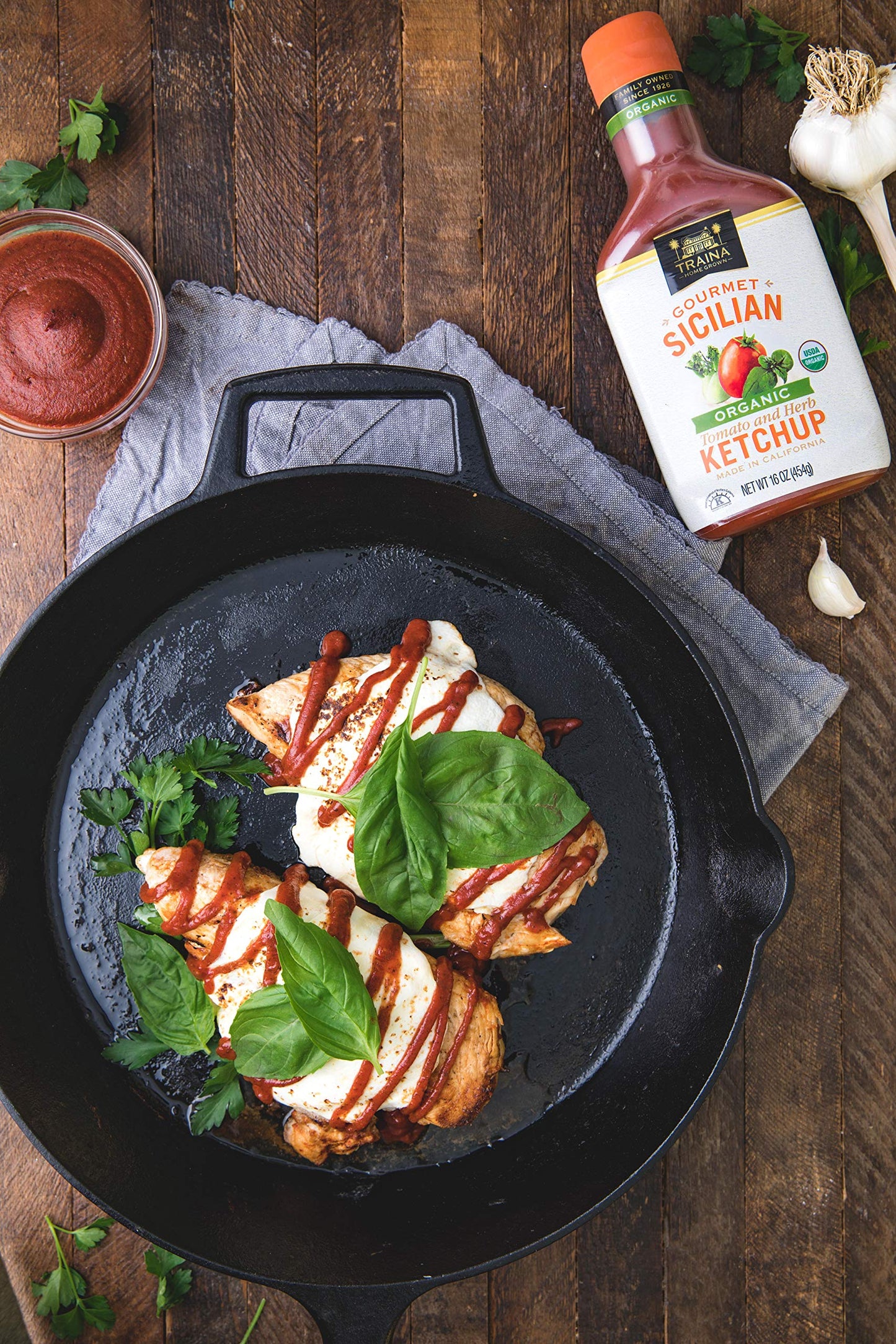 Traina Home Grown Gourmet Sicilian Organic Tomato And Herb Ketchup - Certified Organic