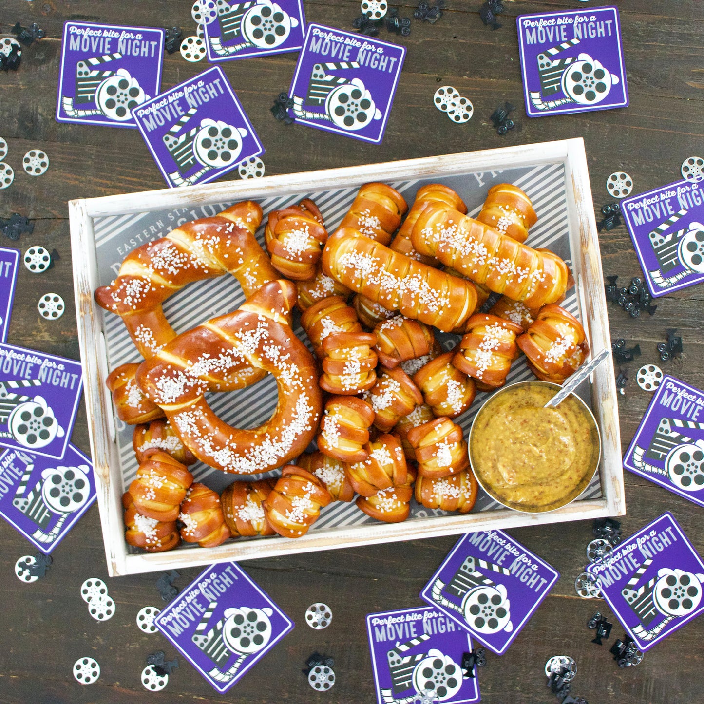 MOVIE NIGHT SNACK PACK - Artisanal Soft Pretzels, Mustard & Salt