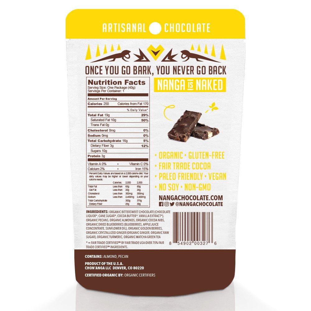 Nuts Berries Turmeric Organic Dark Chocolate Bark / 12 Pack