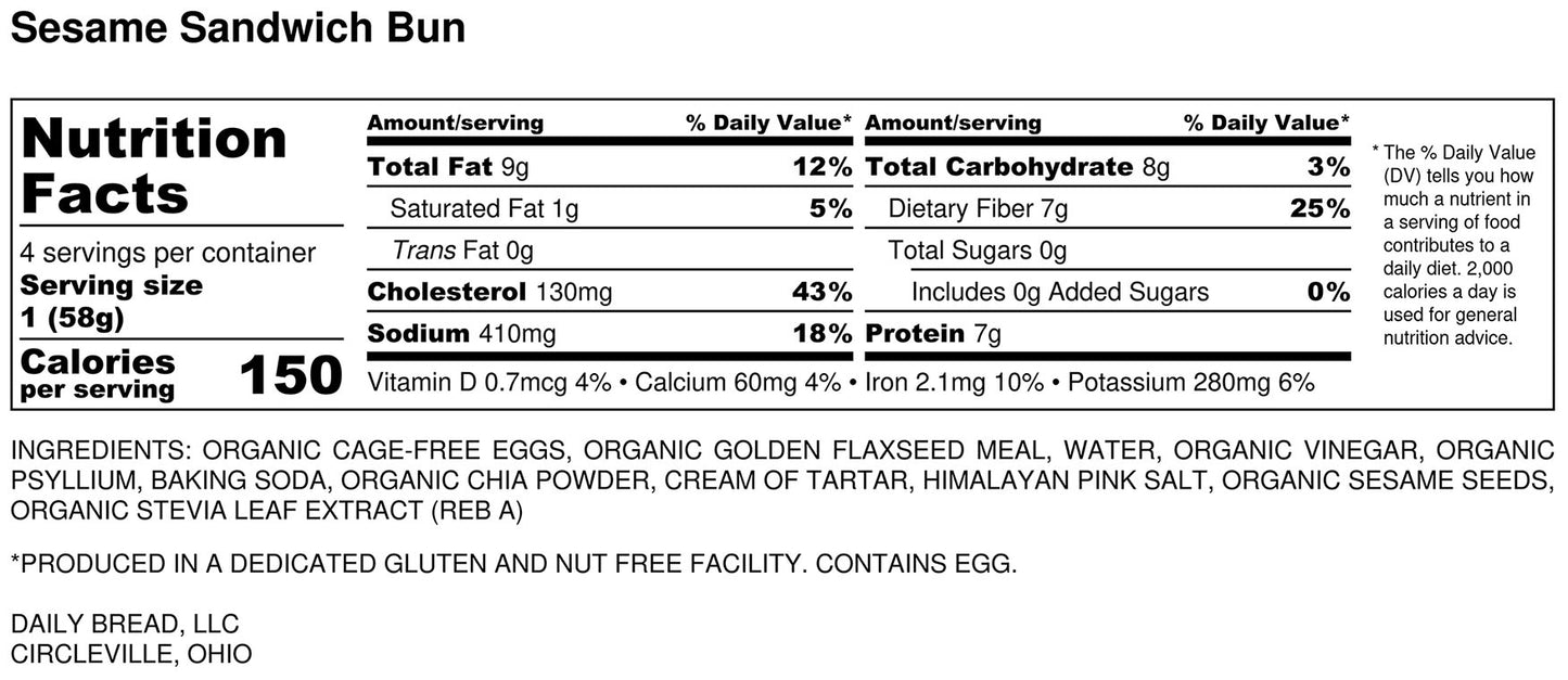 Omega Buns - Sandwich Buns GF, Keto - Variety 4 Pack