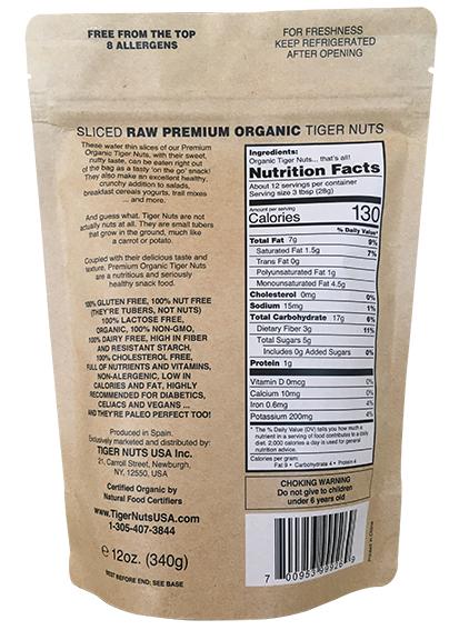 Organic Gluten Free TigerNuts Sliced - 2.2 lbs