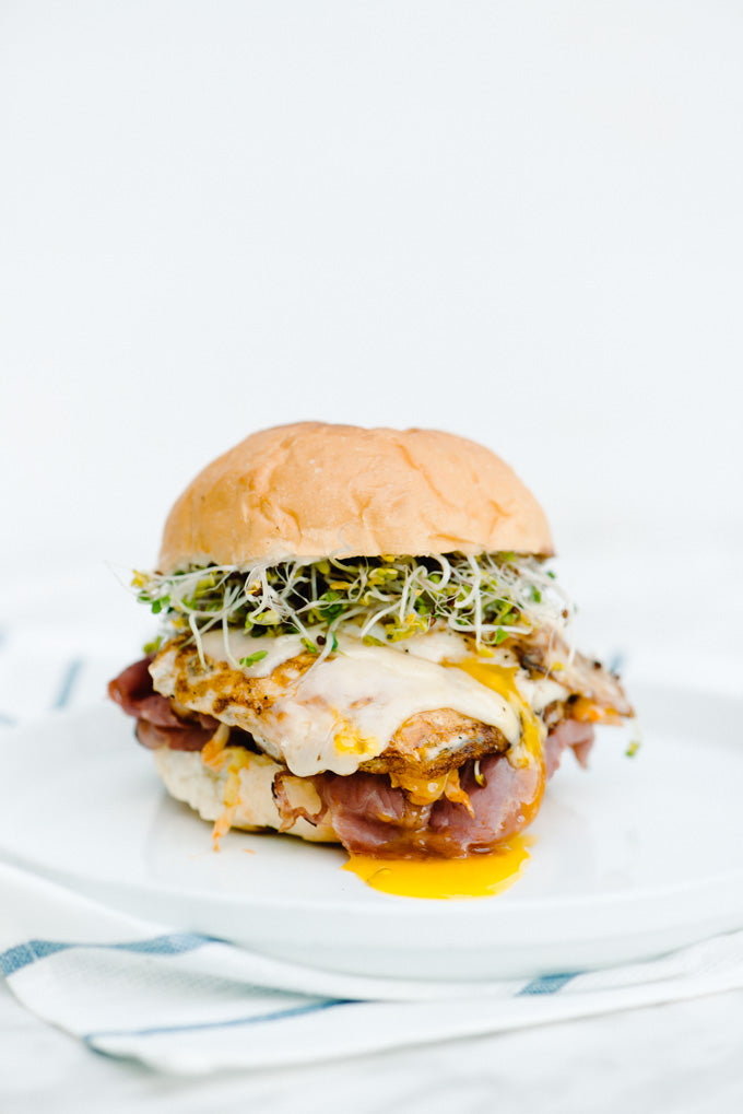 Spicy Sriracha Cabbage & Pastrami Egg Sandwich