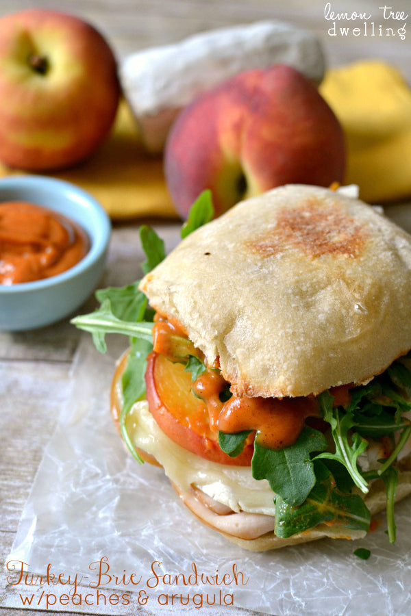 Turkey and Brie Sandwich with Peaches & Arugula