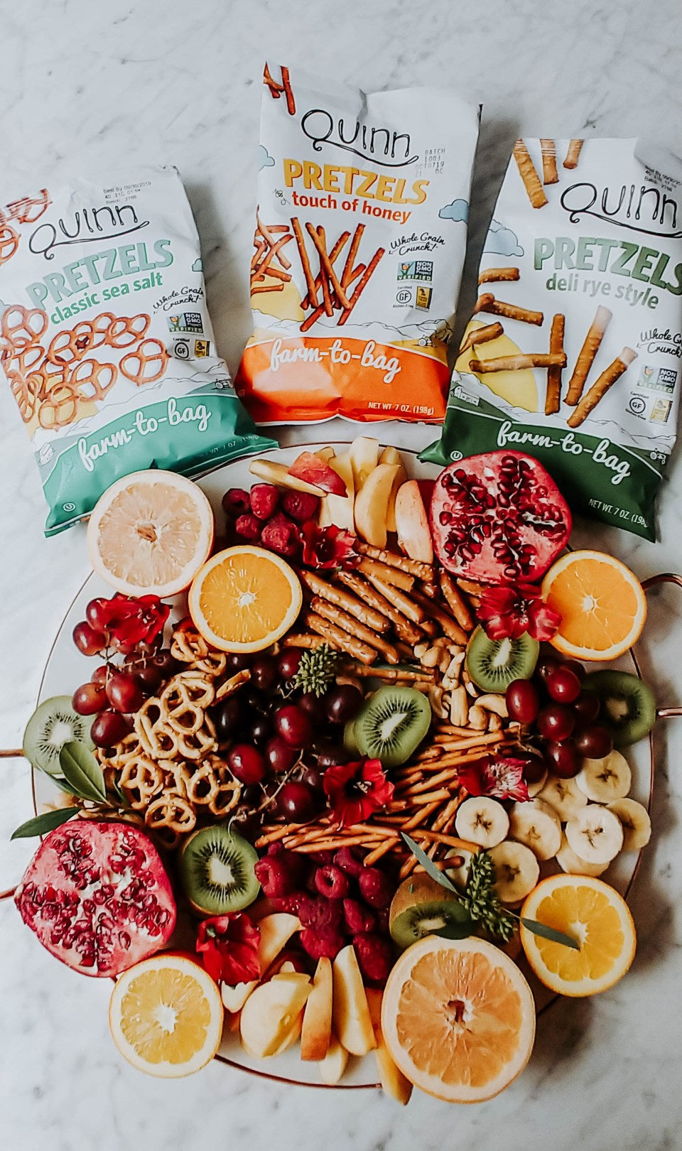 Quinn Snacks Peanut Butter Filled Pretzels Variety Pack, 2 Flavors 6.5 Ounce Bags, 4 Count