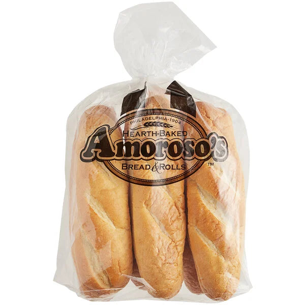 Amoroso's 12" Baked Sliced Hoagie Rolls - 48/Case