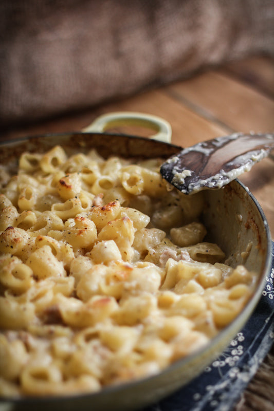 Apple Sauce Mac & Cheese with Apple Sausage