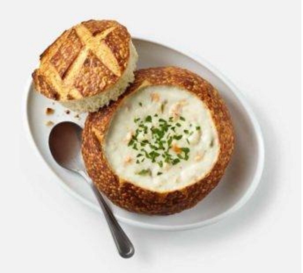 San Francisco Clam Chowder Soup with Bread Bowls - includes 4